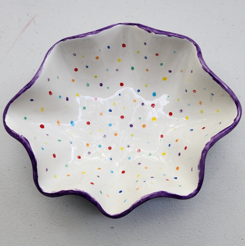 Temptations By Tara Polka Dot And Rainbow Bowl